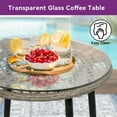 thumbnail image 4 of Dextrus 3-Piece Compact Rattan Wicker Outdoor Patio Set with Cushions and Glass Side Table, Gray, 4 of 5