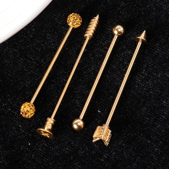 GOOHOCHY Golden Industrial Barbell Earrings for Ear Cartilage Piercing Jewelry Stainless Steel Comfortable and Durable 1 Set
