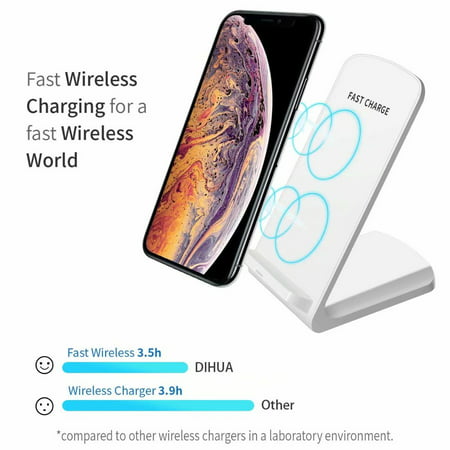 Cell Phone Wireless Charger, Qi Fast Wireless Charging Pad Stand for iPhone Xs Max/XS/XR/X, LG G7 ThinQ / V40 ThinQ, Samsung Galaxy Note 9/S9/S9 Plus, Google Pixel 3/4 XL All Qi-Enabled