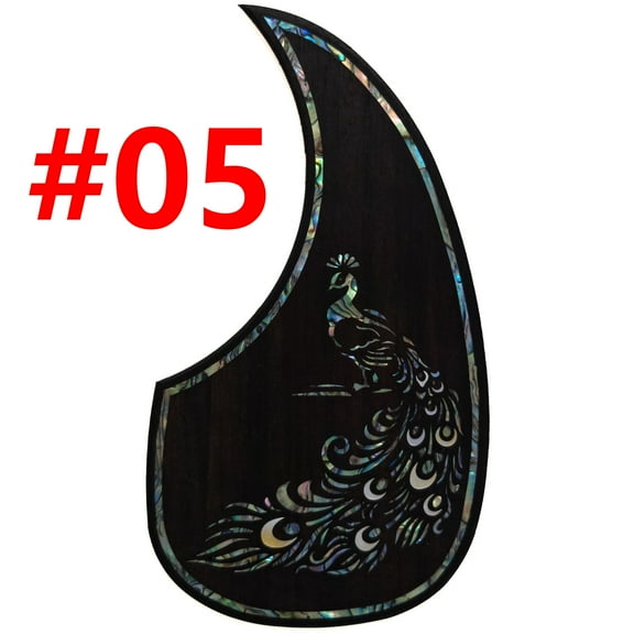 Acoustic Guitar Pickguard Solid Wood Pick Guard Anti-scrape Plate Inlaid Abalone Flower Self-adhesive for Martin D-49 Acoustic Guitar