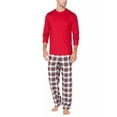 thumbnail image 5 of Club Room Men's Plaid Fleece Pajama Top & Pants Set Bright Red XL, 5 of 5