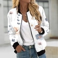 thumbnail image 2 of qolati Womens Bomber Jackets Lightweight Zip Up Cropped Cardigan Outwear Casual Long Sleeve Quilted Jacket Fall Thin Coat, 2 of 6