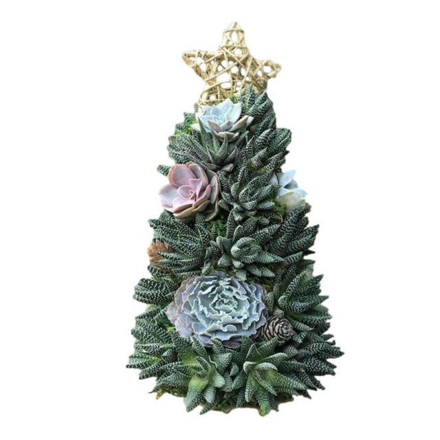 S SERENABLE Artificial Fake Christmas Tree Artwork Mini Plants Resin Crafts Garden Gold Star