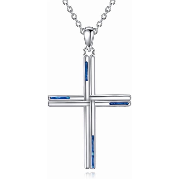 Cross Necklace Sterling Silver Simple Cross Pendant Necklace for Women Religious Jewelry Gifts