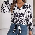 thumbnail image 4 of OBEEII Tops for Women Fall Winter Long Sleeve Casual Blouse Fashion Floral Shirts Trendy V Neck Button Down T Shirts, 4 of 7