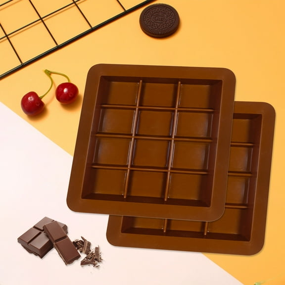 2-Pack Silicone Chocolate Molds 12-Cavity Baking Molds for Candy & Treats 11.5x11.5x3cm Microwave & Oven Safe (-40°C to 220°C) Food Grade Silicone Reusable Brown Molds