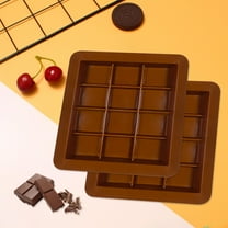 2-Pack Silicone Chocolate Molds 12-Cavity Baking Molds for Candy & Treats 11.5x11.5x3cm Microwave & Oven Safe (-40°C to 220°C) Food Grade Silicone Reusable Brown Molds