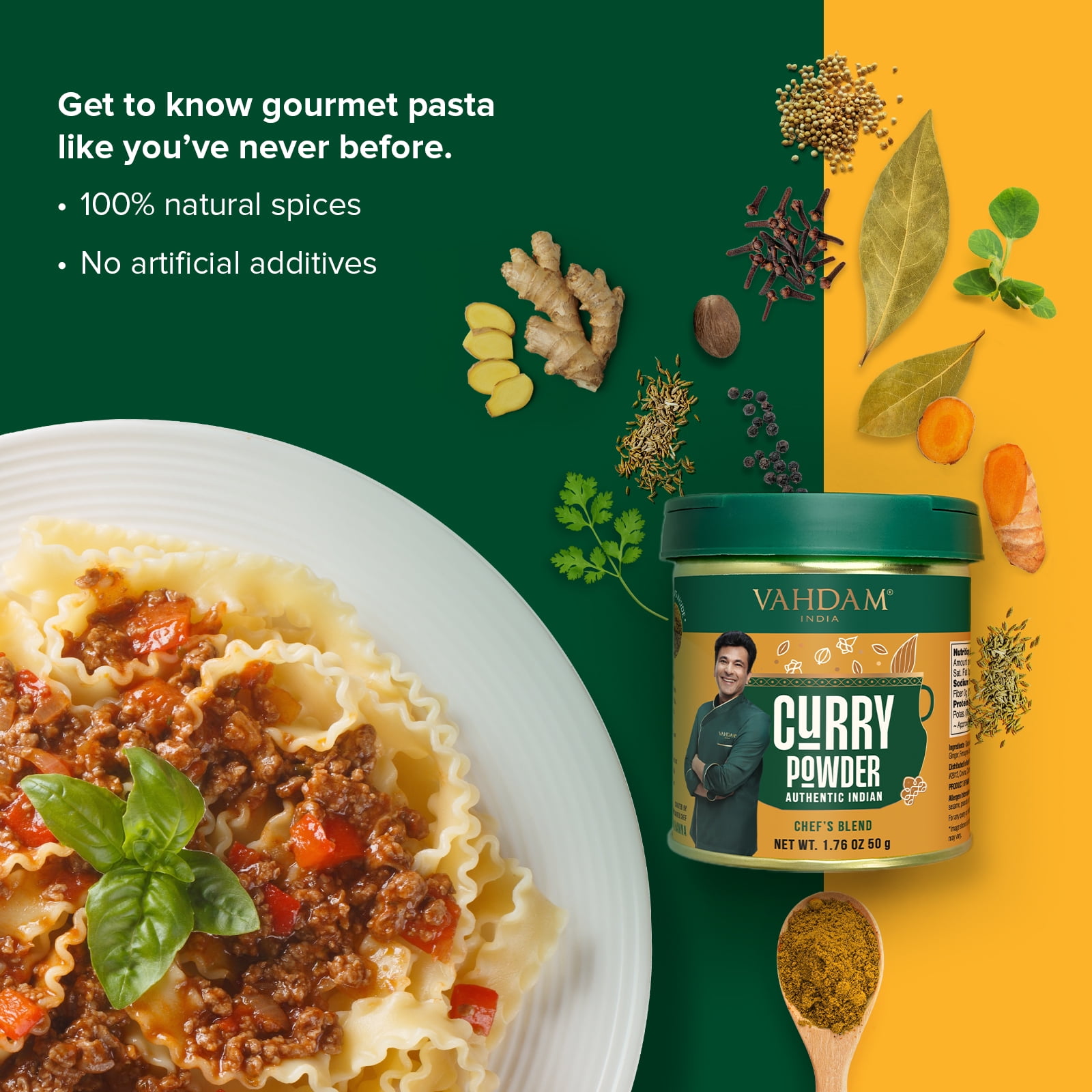 VAHDAM® Indian Fusion Curry Pasta Kit, Ready-to-Cook, Chef-Curated, Vegetarian (17.8 oz)