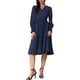 thumbnail image 2 of VESTIDOS V DE CUELLO INSPIRADORES CHIC PARA MUJERES, CON MANGAS PUFF PLISADAS, ELEGANTE Y CASUAL, MIDI, TAMAÑO M, AZUL OSCURO, 2 of 6