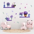 thumbnail image 1 of Adhesivos de pared románticos con estampado floral de lavanda y mariposas moradas, 1 of 4