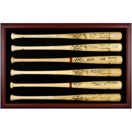 3 Baseball Bat Display Case - Baseball Bat Display Case with Mahogany Frame for 6 Bats