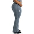 thumbnail image 3 of A3 Denim Women's Plus Size High Rise Released Raw Hem Flare Jeans, 3 of 7