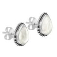 thumbnail image 5 of Vintage Framed Teardrop Mother of Pearl Sterling Silver Post Earrings, 5 of 5