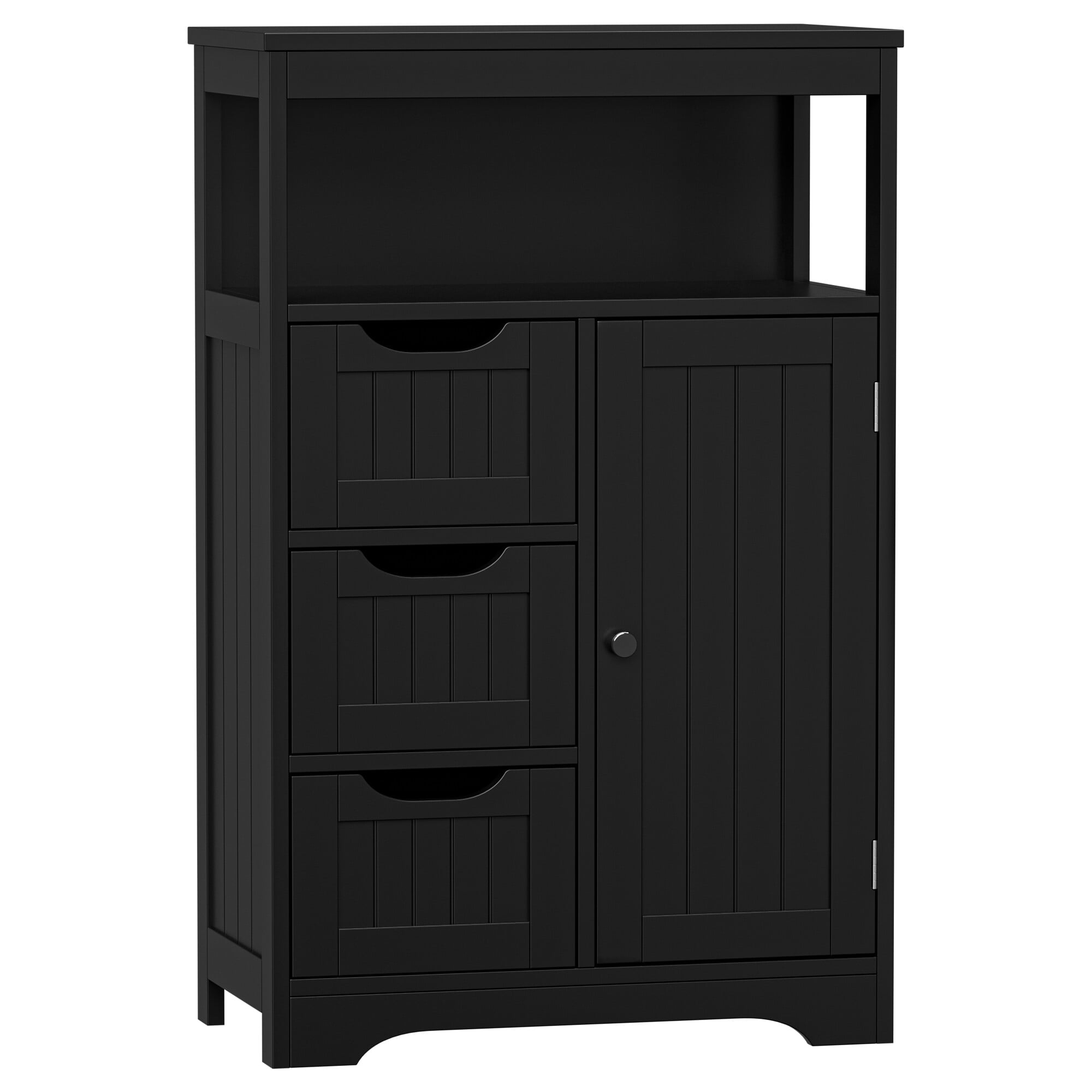 ZENSTYLE Bathroom Cabinet 3 Drawers Storage Organizer Floor Cupboard Home Living Room Decor Black