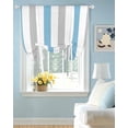 thumbnail image 2 of Blue Grey Striped Tie Up Curtains for Window, Thermal Insulated Balloon Shade Adjustable Rod Pocket Curtains Valance Panels for Kitchen Bathroom Cafe 42 x 63 Geometric Vertical Stripes Minimalist, 2 of 6