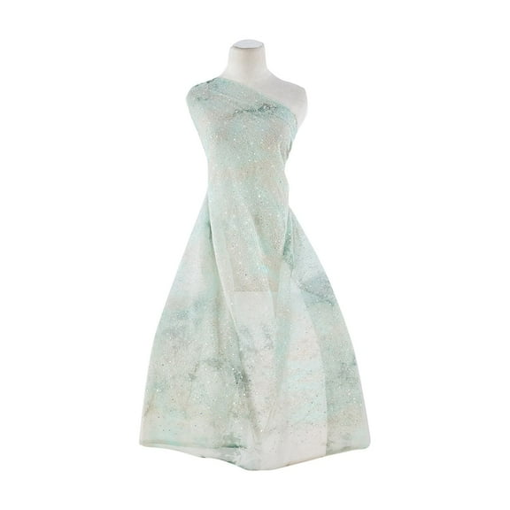 Zelouf Daisy Eyelet Emb On T/d Tulle   Hologram  , Sewing, DIY, Crafts Fabric by the Yard, Mint, 3 Yard