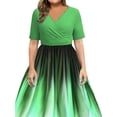 thumbnail image 3 of Gvmfive Plus Size Womens Gradient Color Short Sleeve Swing Midi Dress, 3 of 4