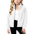 thumbnail image 4 of BXJX Girls Fleece Jackets, Stand Collar Long Sleeve Zip‑Up Casual Outerwear with Pockets White Size 8-9 T, 4 of 9
