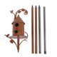 thumbnail image 1 of Casa de Metal para pájaros con poste, arte de Metal, estacas para casa de pájaros, casa de colibrí, casa para pájaros de Metal desgastado, decoración de jardín, 1 of 5