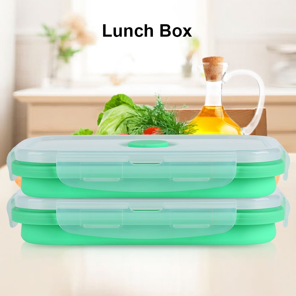 Mgaxyff 500ml Silicone Collapsible Portable Lunch Box Bowl Folding Food