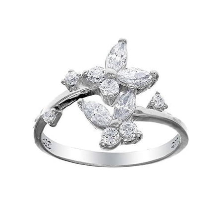 JewelStop 925 Sterling Silver Dazzling Butterfly White Color CZ Adjustable Toe Ring