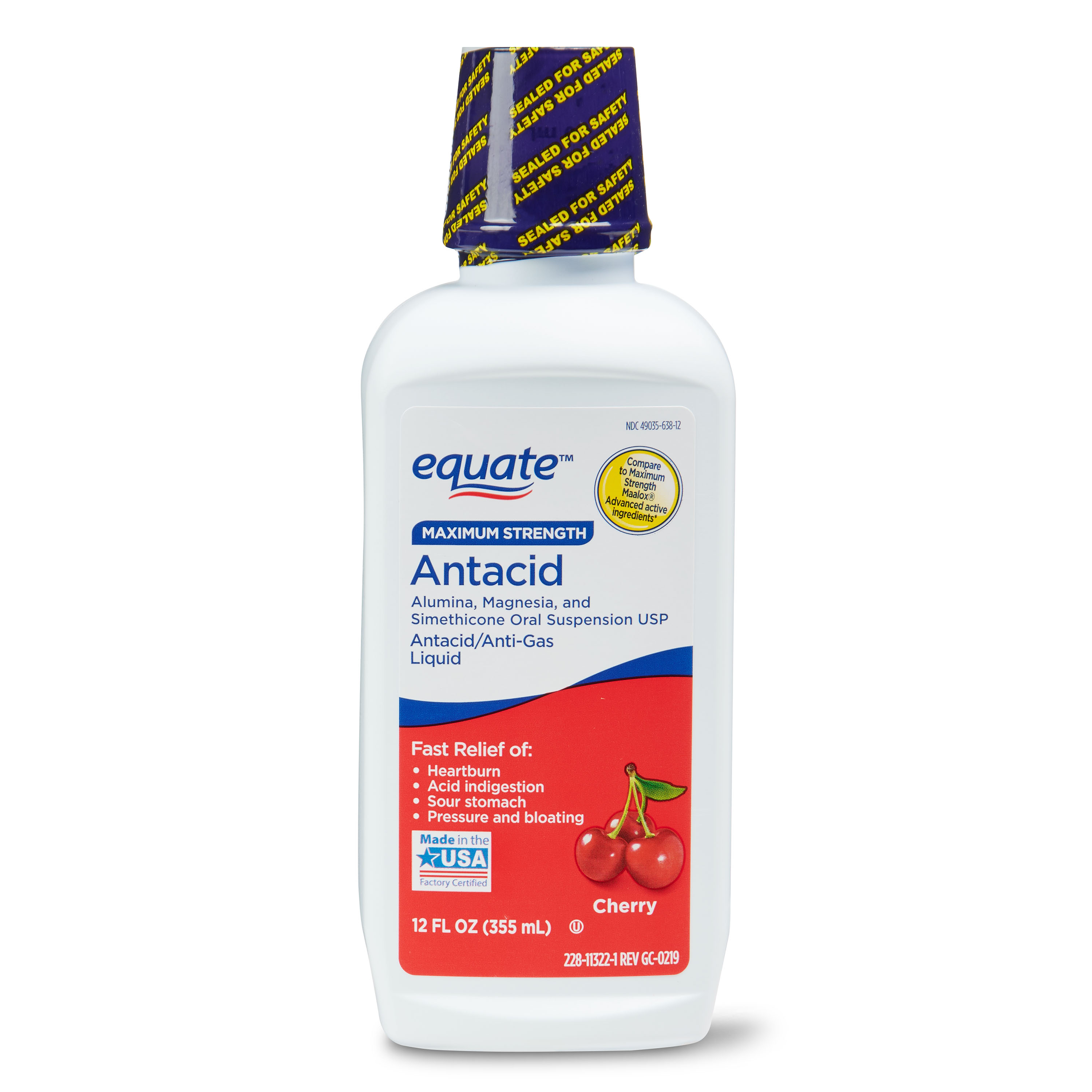 (Paquete de 2) Antiácido Líquido de Máxima Fuerza Equate, Cereza, 12 fl. Oz. 2