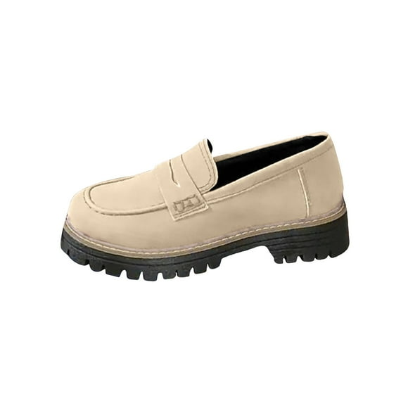 Loafers for Women Platform Chunky Penny Loafer Lug Sole Comfortable Slip on Work Office Business Casual Dress Shoes Beige