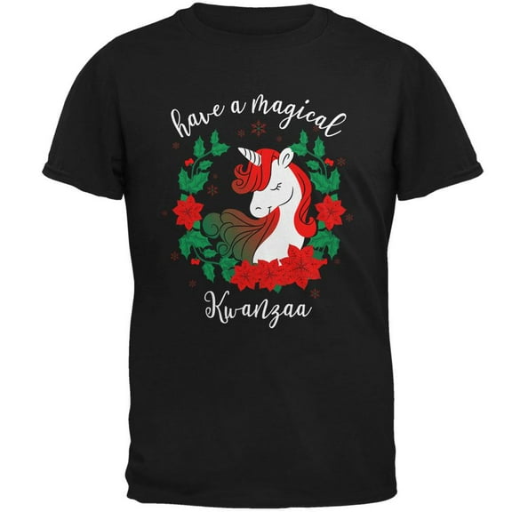 Have a Magical Kwanzaa Unicorn Mens T Shirt Black LG