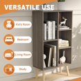 Wood 3 Tier Storage Shelf 8 Cubes Free Standing Bookshelf with Legs