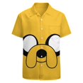 thumbnail image 3 of Adventure Time Dog Jake Men's Casual Button-Down Shirts Summer Short Sleeve Tee Shirt Daily Hawaiian Beach Shirt Top With Pocket, 3 of 9