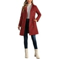 thumbnail image 1 of Abrigo Pea Coat Chic Inspire para mujer con cuello Peter Pan, doble botonadura, bolsillos inclinados, abotonado y cinturón, abrigo de invierno S Rojo Oscuro, 1 of 5