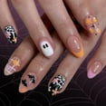 thumbnail image 6 of Halloween Almond Shaped Glues on Nails with Bat Designs on Nails Full Covers Artificial Nails, 6 of 8