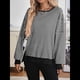 thumbnail image 4 of Sudadera Holgada de Otoño para Mujer, Informal, de Punto Gofre, Larga, Cuello Redondo, Abertura, Tipo Túnica. Negro L, 4 of 9