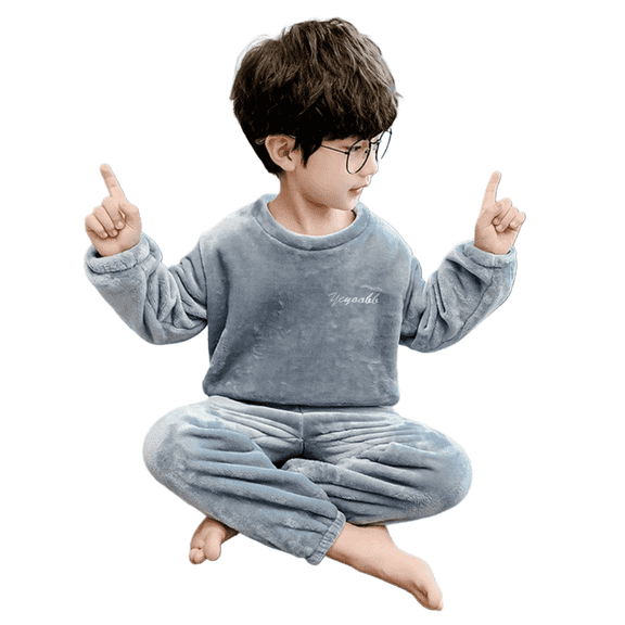 Kedxroy Toddler Boys Girls' Winter Fleece Pajama 2 Piece Set Warm Fleece Matching Sleepwear Set Tops Pants Outfits Sleepwear(Blue,11-12 Years)
