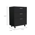 thumbnail image 6 of Nmkwnr 3 Drawers Storage Cabinet Nightstand with Wheels, Black, 6 of 9