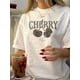 thumbnail image 1 of Camiseta Ligera de verano para mujerWomen's Vintage Cherry Print T-Shirt, 100% Polyester Crew Neck Short Sleeve Top, Geometric Pattern Knit Fabric, Regular Length Summer TeeFather's Day, Mother's Da, 1 of 6
