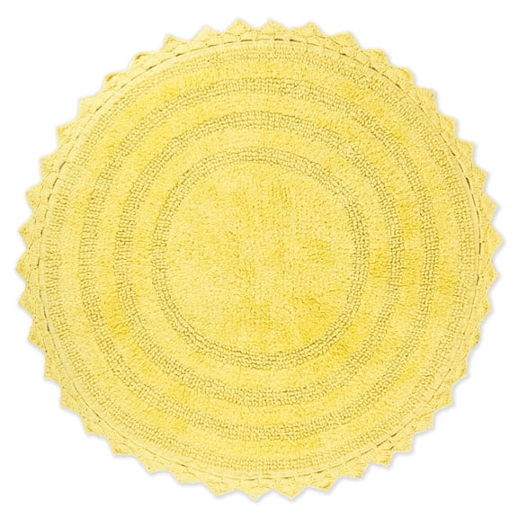 DII Round Soft & Plush Spa Yellow Cotton Bath Rug, 28”, Reversible