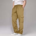 thumbnail image 4 of GiLiling Teen Boys Sweatpants Casual Fleece Workout Active Joggers Elastic Waist Cargo Sweatpants with Pockets (Gold, 9-10 Years), 4 of 7
