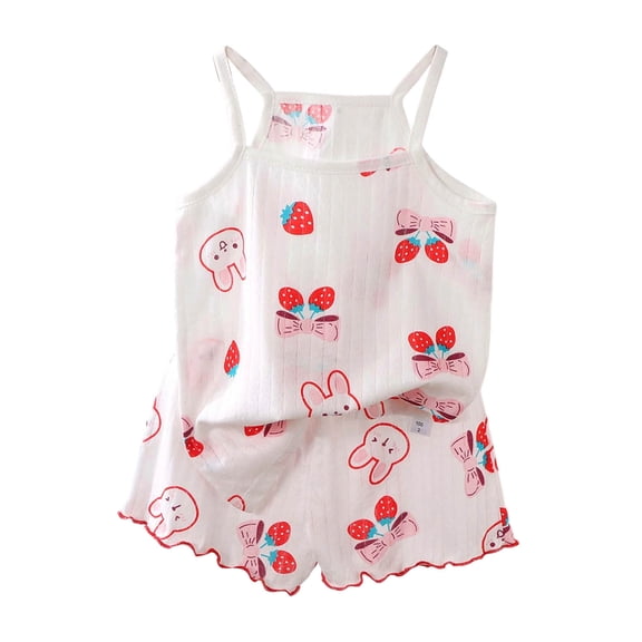 Zaveiop Toddler Baby Girl Summer Clothes 3 6 12 18 Months 2T 3T 4T 5T Girls Outfits Cute Printed Sleeveless Tank Top and Shorts Set (3-6 Months, Red)