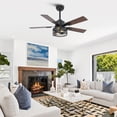 thumbnail image 3 of Vaczon 42" Modern Black Smart Caged Ceiling Fan with Light and Remote for Bedroom and Living Room, 3 of 8