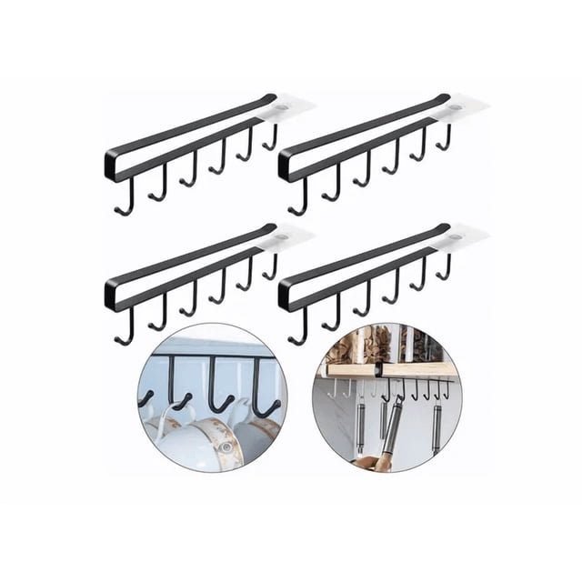 4 Packs Organizador Gancho Colgar Xtellar negro Tazas Utensilio De Cocina