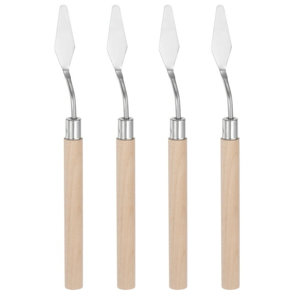 Uxcell 4 Packs 12mm Width No.6 Stainless Steel Palette knife Spatula Oil Painting Knife Wood Handle