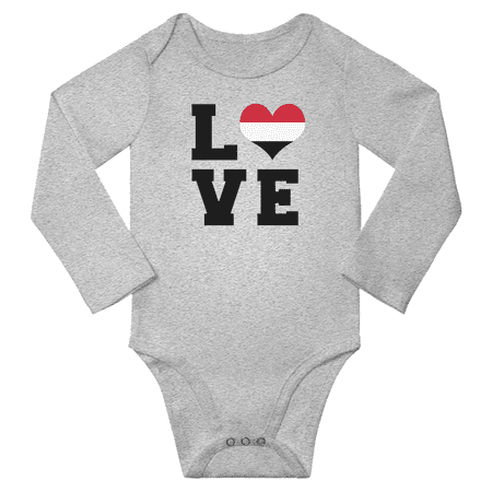

Love Yemen Heart Flag Baby Long Slevve Bodysuits (Gray 18-24 Months)