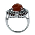 thumbnail image 4 of Natural Chocolate Moonstone With Garnet 925 Sterling Silver Women Cocktail Christmas Ring Size US- 11, 4 of 8
