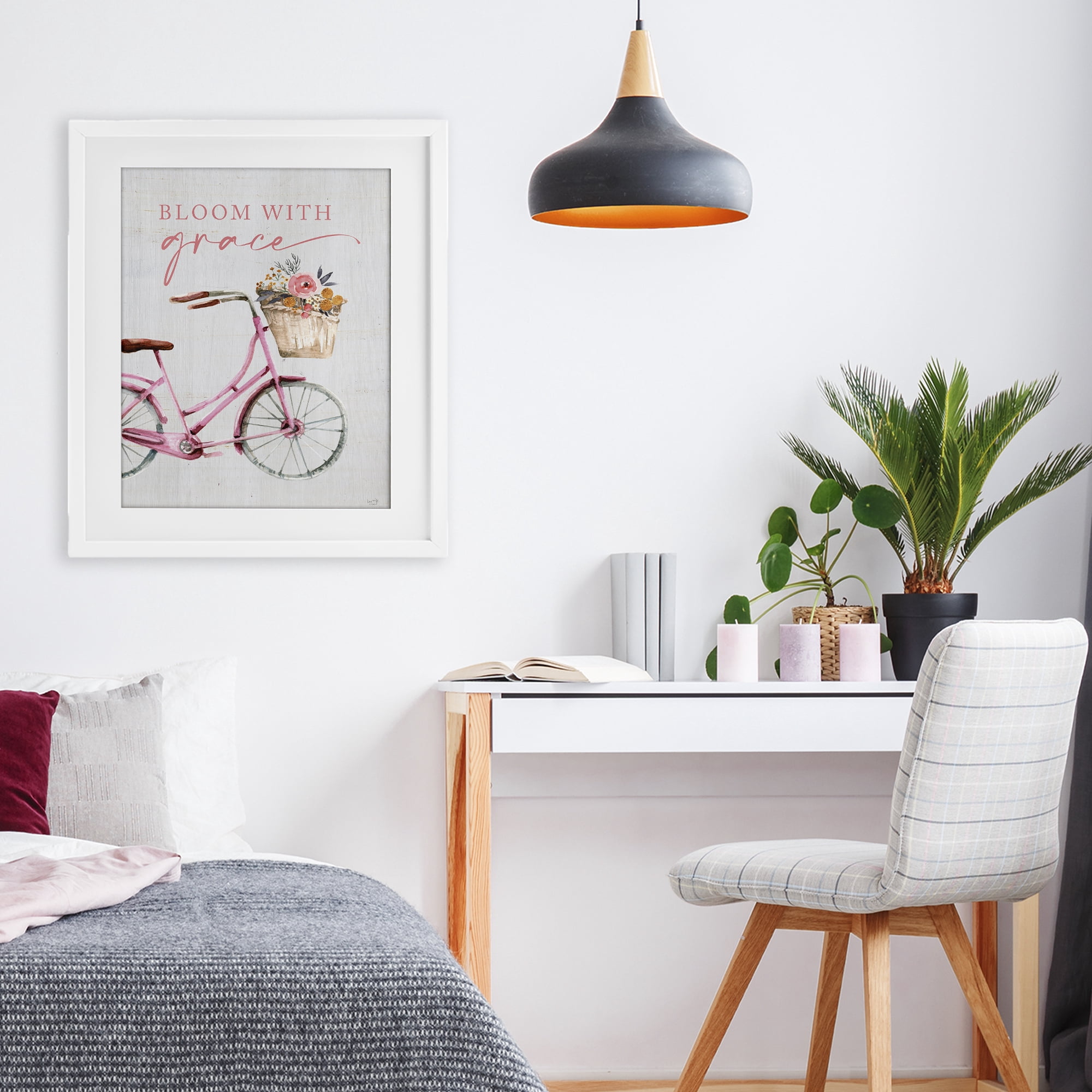 Stupell Industries Bloom With Grace Bicycle White Framed Print Under Glass, design by Lux + Me Designs