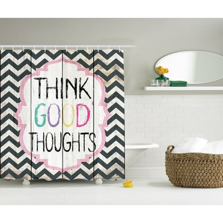 Curtains Ideas chevron stripe shower curtain : Think Good Thoughts Inspirational Funny Quote Chevron Stripe ...