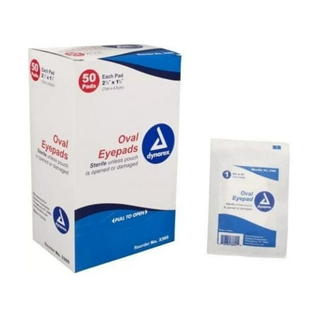 Box of 50 Dynarex 3360 Eye Pads Oval Eye Pad 1 5/8" x 2 5/8" Sterile