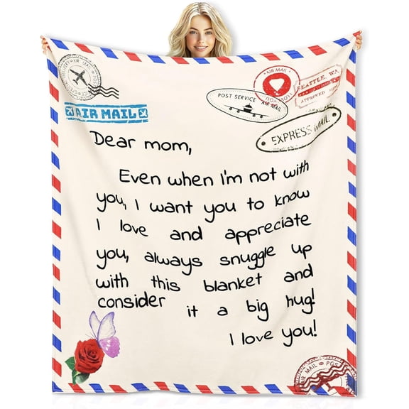 Gifts for Mothers Day Mom Women from Daughter Son, 60x50' Soft Mom Throw Blanket, Flannel Love Blanket, Mother's Day Birthday Gifts