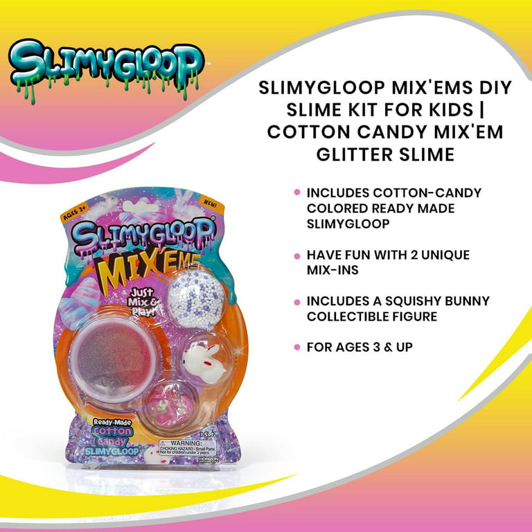 Slimygloop Mix'Ems DIY Slime Kit For Kids  Cotton Candy Mix'Em Glitter  Slime 