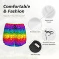 thumbnail image 4 of Gukieu Bright Rainbow Print Women's Sports Shorts with Drawstring Elastic Waistband for Running, Yoga, Fitness-Medium, 4 of 7